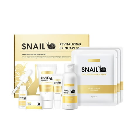 Snail Skincare Set,6 Pcs Face Care Kit with Niacinamide & Ginseng for Revitalising & Anti-Ageing,Cleanser Toner Serum Eye Cream Moisturizer & Mask,Christmas Birthday Gift for Women Girls,Travel Sizes