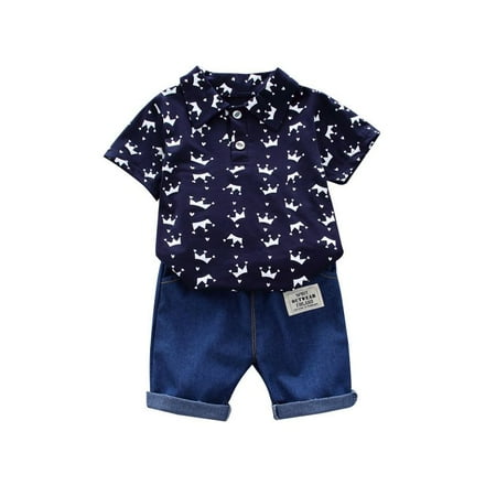 

Left Wind Summer Baby Boy Adorable Floral Print Short Sleeve Shirt Blouse Shorts Casual Outfits Clothes