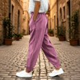 thumbnail image 2 of SRZYMJ Casual Corduroy Jogger Pants for Women Loose Elastic Waist Stretch Comfy Business Lounge Trousers with Pockets, 2 of 7