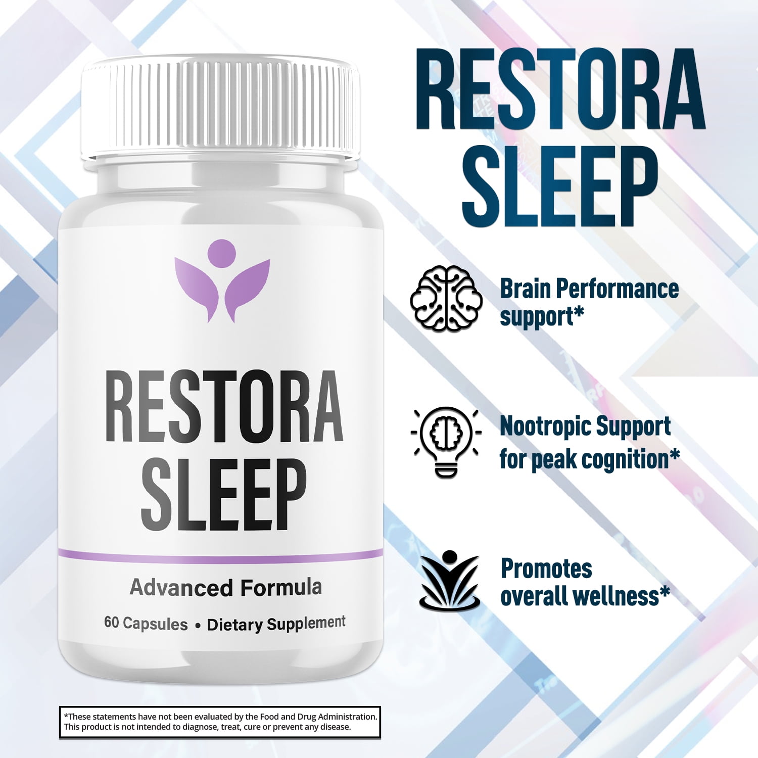 Restora Sleep Advanced Formula Brain Support Pills Maximum Strength Supplement RestoraSleep 120 Capsules