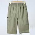 thumbnail image 2 of hotojiny Men's Capri Cargo Shorts Big and Tall Elastic Waist Below Knee 3/4 Shorts Casual Outdoor Hiking Capris Streetwear, 2 of 2