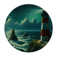 thumbnail image 2 of PIKWEEK  Round Tablecloth,Lighthouse and Cliffs at Night Indoor &amp; Outdoor Table Cover for Christmas, Thanksgiving, Event,Fits Tables, 2 of 7