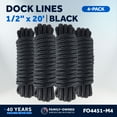 thumbnail image 3 of Five Oceans 4-Pack 1/2" x 20' Boat Dock Lines with 12" Eyelet, Marine-Grade Black Premium Double Braided Nylon Boat Rope 1/2 inch, Boat Ropes for Docking with Loop or Fender Lines - FO4451-M4, 3 of 8