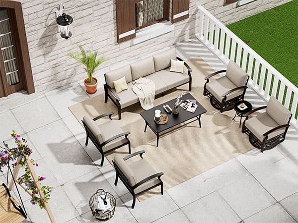ALAULM Outdoor Modern Black Rectangular Coffee Table - Sturdy Design for Patio, poolside & porch