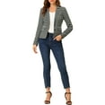 thumbnail image 2 of DARING DIVA Women's Striped Notched Lapel Button Closure Blazer M Grey White, 2 of 6