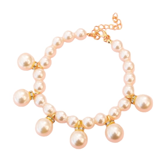 YIFAEUX Faux Pearl Dog Necklace Adjustable Faux Pearl Beaded Collar Jewelry for Girl Cats Dogs Wedding Accessories