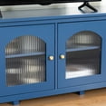 thumbnail image 2 of Modern TV Stand for 80" TV,Retro Storage Buffet Cabinet with Glass Door and Shelves, TV Console Table for for living Room,Dining Room,Kitchen,Blue, 2 of 8