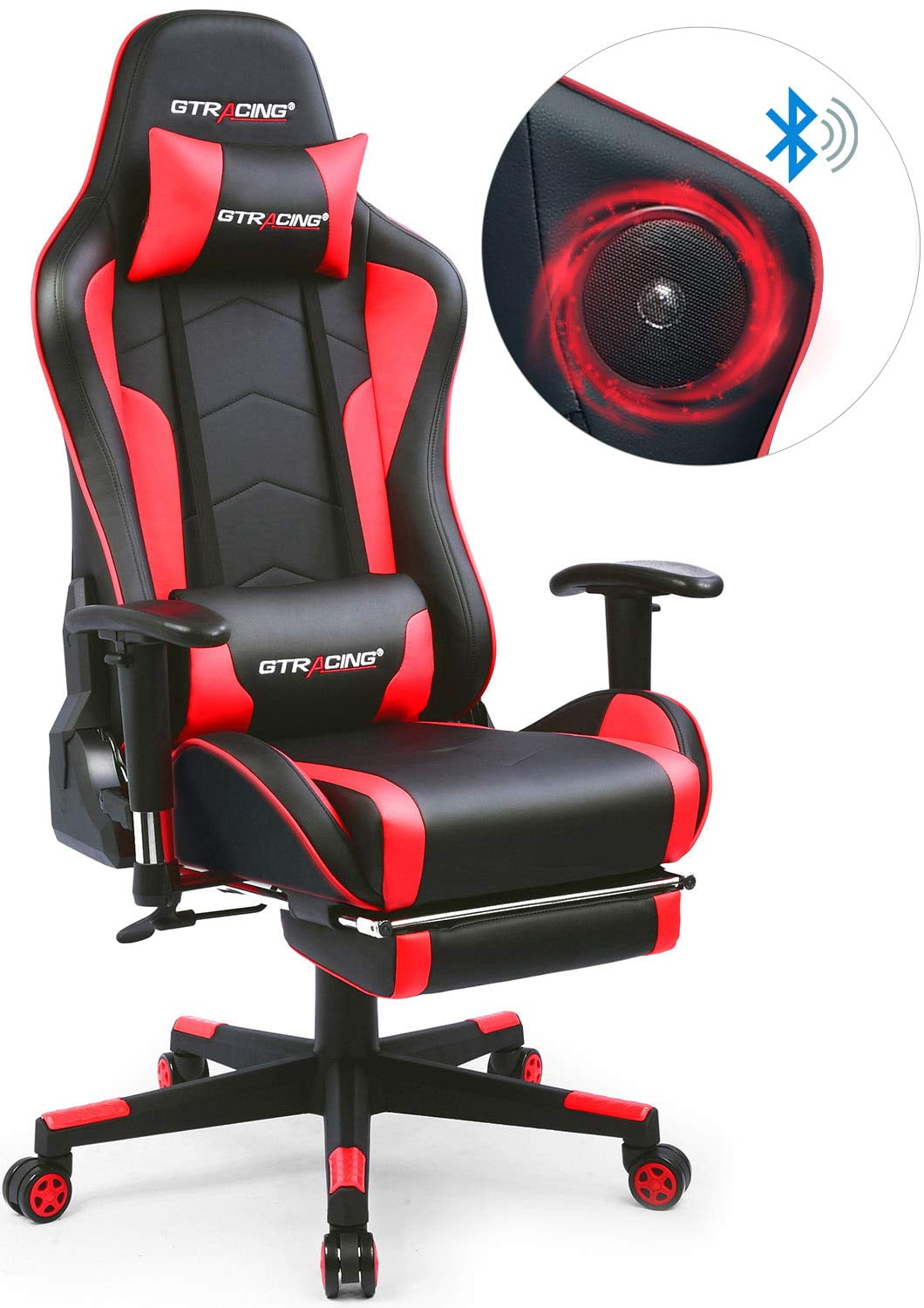 Gtracing Gaming Chair With Speakers And Footrest Bluetooth Audio Computer Office Chair Patented Design Heavy Duty Ergonomic Desk Chair Red Walmart Canada