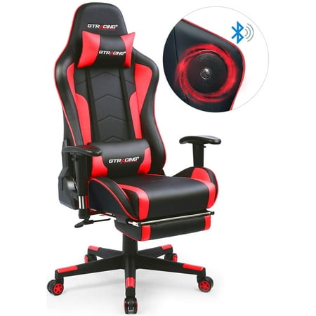 Gtracing Gaming Chair With Speakers And Footrest Bluetooth Audio Computer Office Chair Patented Design Heavy Duty Ergonomic Desk Chair Red Walmart Canada