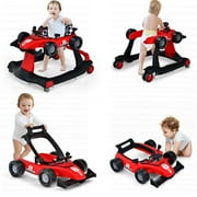 Costway 4-in-1 Baby Walker Foldable Activity Push Walker Adjustable Height Red