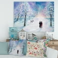 thumbnail image 2 of Designart ' Couple In Love Walks During Snowy Winter Times ' Traditional Canvas Wall Art Print, 2 of 4