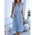 thumbnail image 6 of Women Summer Elegant Ruffle Sleeve Dress Semi Formal Boho Outfits Light Blue M, 6 of 9