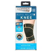 Copper Fit Rapid Relief Knee Compression Wrap Brace with Hot and Cold Therapy, Adjustable, Black