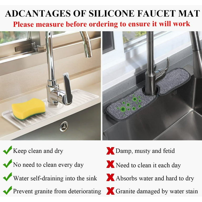 17 inch Kitchen Silicone Faucet Mat Sink Splash Guard Sponge Soap