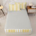 thumbnail image 4 of Castle Fairy Vintage Vertical Stripe Zipper Full Size Comforter Sets with Fitted Sheet and 2 Pillowcases,Abstract Thin Line Zipper Bedding Set,Gold Cream White,Reversible, 4 of 7