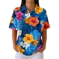 thumbnail image 2 of Women's Golf Polo Shirts Collared V Neck Short Sleeve Plus Size Casual Henley Waffle Knit Button-Up Top, 2 of 5