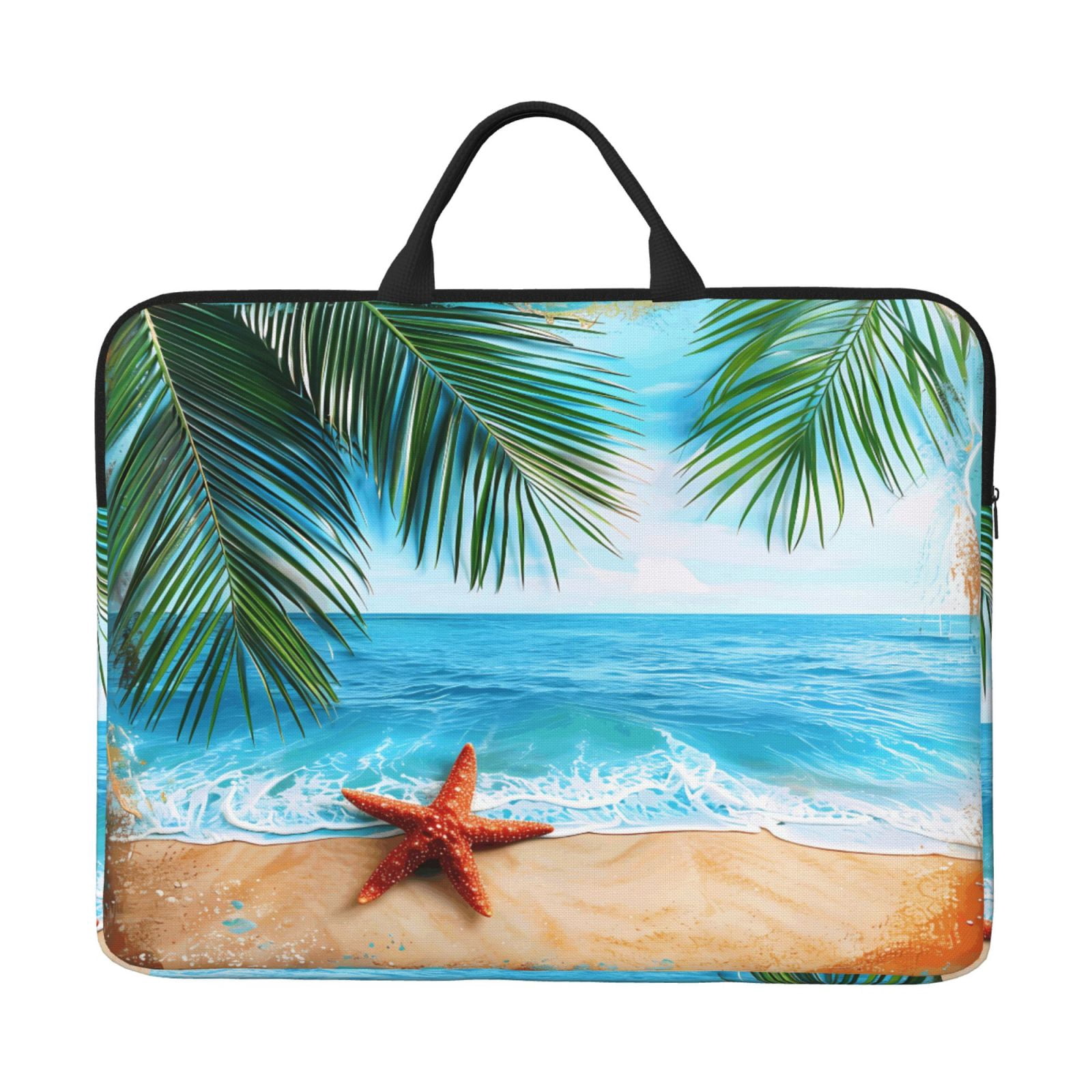 Laptop Sleeve Bag For Women Men 14inch Waterproof Durable Protective Computer Carrying Cover Handle Laptop Case Bag Beach Palm Leaf Starfish (9) (1)