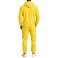 thumbnail image 6 of Hearthz Men's Sweatshirt Suit 2 Piece Outfit Drawstring Elastic Jogging Suit Hooded Set Solid Color Athletic Mens Sweatsuit Yellow XL, 6 of 9