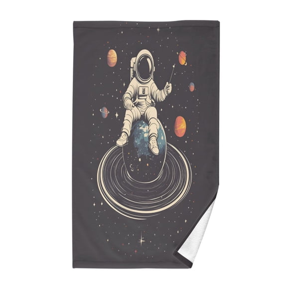 Yayeee 100% Cotton Hand Towels for Bathroom 16" x 28" Soft Absorbent Kitchen Towel, Black Astronaut Space