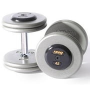 5 - 150 lb. Pro Style Gray Cast Iron Round Dumbbell Set w/ Straight Handle & Rubber Caps (Commercial Gym Quality) by Troy Barbell