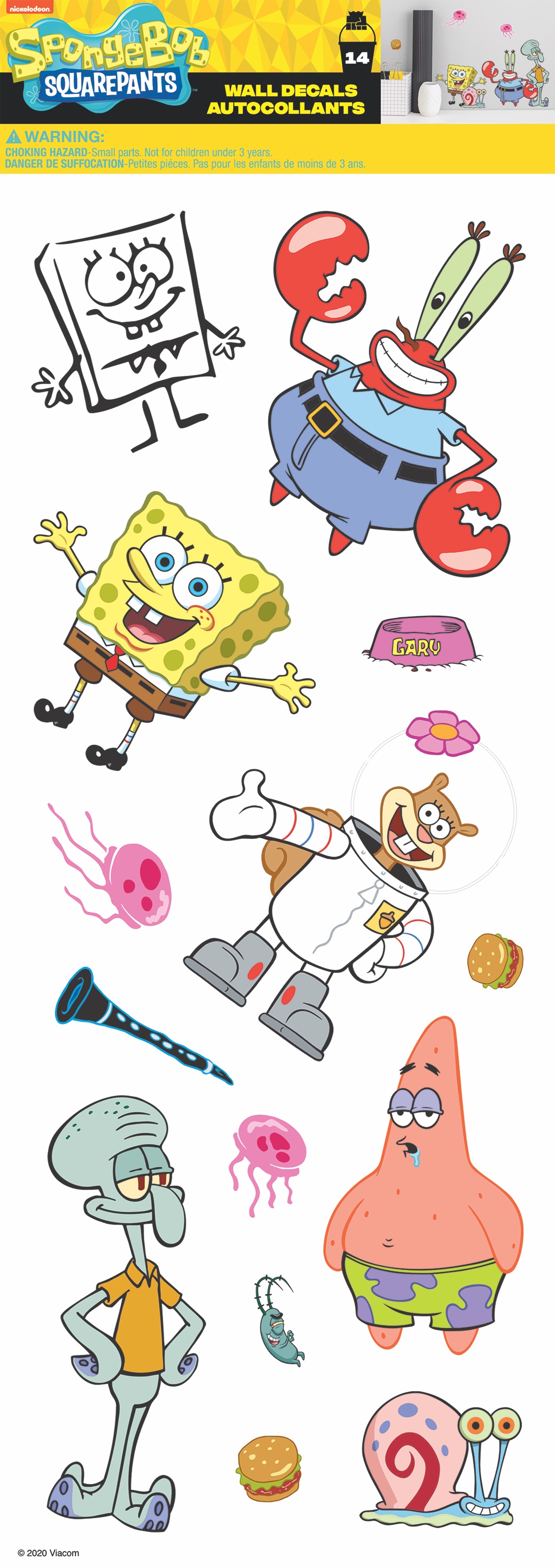 SpongeBob Squarepants Peel And Stick Wall Decals Removable Kids room