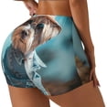 thumbnail image 1 of Balery Stylish Dog in Denim Outfit Pantalones cortos de entrenamiento estampados para mujer, sin costuras, ajustados, para gimnasio, yoga, correr, deportes, ejercicio activo, fitness.-Small, 1 of 8