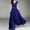 D-Blue, variant on Womens Dress V-Neck Solid Color Short Sleeve Chiffon Waist Closing Evening Dress Simple Clothes 2Xl Blue