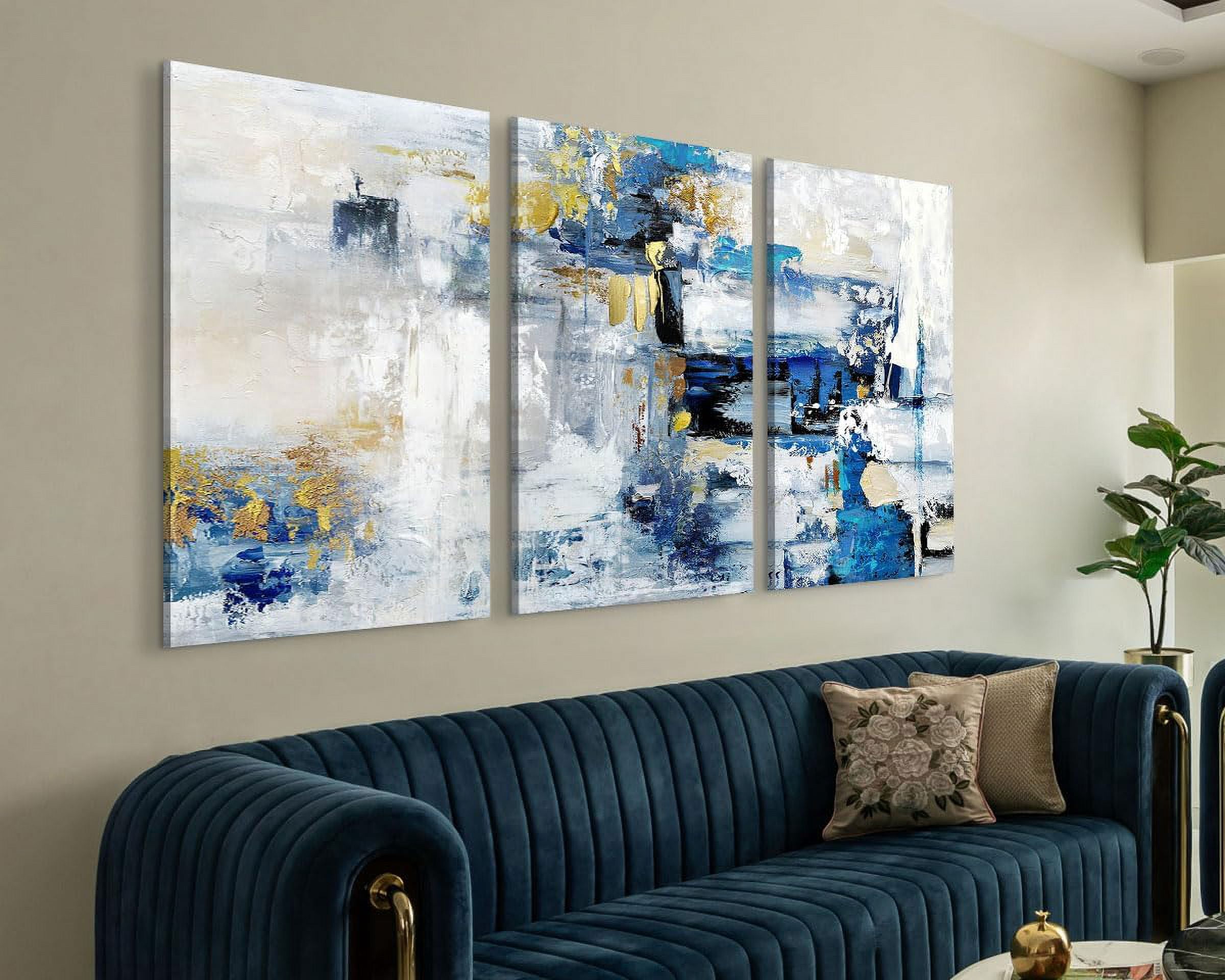 Paintings Living Room Office Wall Art Large Canvas Wall Pictures Navy Blue Artwork for Walls Modern Art Wall Decor Abstract Painting Huge Wall Decorations Dining Room Bedroom Artwork