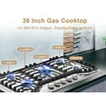 thumbnail image 3 of Gasland 36" 5 Burners Gas Stove Top, NG/LPG Convertible Built-in Gas Cooktop, Stainless Steel, 3 of 7