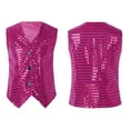 thumbnail image 4 of XASZHN Costume Décontracté à Paillettes pour Filles et Garçons, Robe de Carnaval Sans Manches, Haut Sans Manches, Rose Vif 6-7 Ans, 4 of 5