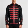 thumbnail image 4 of Men's Steampunk Military Jacket Vintage Marching Band Drummer Costume Gothic Hussar Coat with Metallic Buttons Zipper Front Halloween Parade Cosplay, 4 of 8