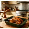 thumbnail image 2 of Mainstays Size 10" x 7" Carbon Steel Non Stick Mini Roaster Pan, Green, 2 of 9
