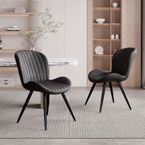 Hawsaiy Upholstered Dining Chairs Set of 2, Black