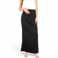 thumbnail image 4 of Women's Satin Maxi Skirt With High Waist And Flowing A-Line Design- Black,Large, 4 of 7
