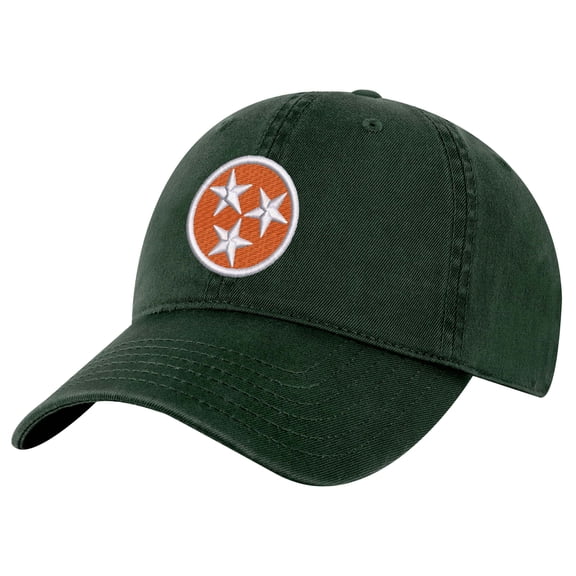Tennessee Orange Baseball Cap Embroidered Tri-Star Flag Cotton Dad Hat Adjustable (AlpineGreen)
