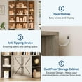 thumbnail image 6 of 75" Tall Book Shelf and Bookcase,6 Tier Bookshelf with Doors and Open Shelves,Freestanding Wood Display Shelves with Book Storage Cabinet for Home Office, Living Room, 6 of 7
