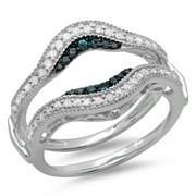 050 carat ctw 14k gold round blue white diamond ladies wedding enhancer guard - Wedding Ring Enhancers 050 carat ctw 14k gold round blue white diamond ladies wedding enhancer guard - Wedding Ring Enhancers