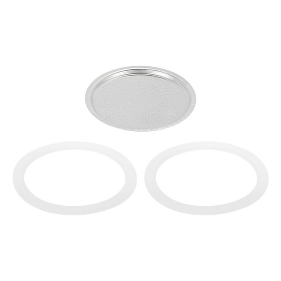 Uxcell Stovetop Espresso Maker Parts 1 Filter and 2 Silicone Gasket Seals 81x71x4mm for 12-Cup Mocha Coffee Maker Pot