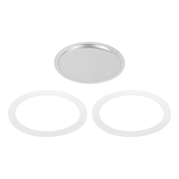 Piezas de la cafetera espresso Uxcell para la estufa 1 filtro y 2 juntas de silicona selladas 81x71x4mm para la cafetera moka de 12 tazas