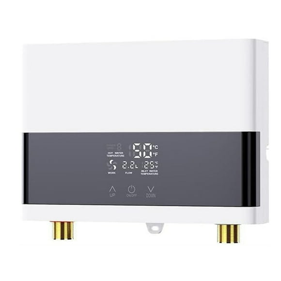 Calentador de Agua Eléctrico, Calentador de Agua Caliente Instantáneo con Control Remoto, Válvula Reguladora de Temperatura del Agua Pantalla Táctil LCD, A