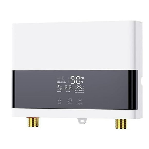 Calentador de Agua Eléctrico, Calentador de Agua Caliente Instantáneo con Control Remoto, Válvula Reguladora de Temperatura del Agua Pantalla Táctil LCD, A