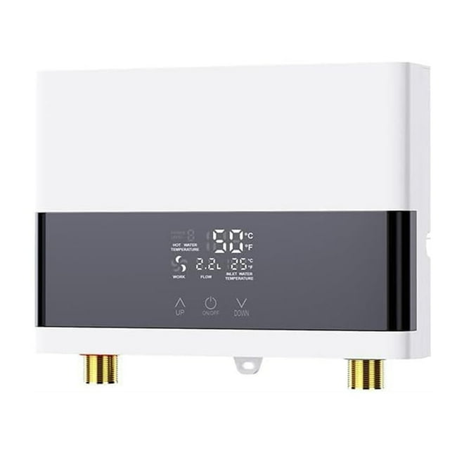 Calentador de Agua Eléctrico, Calentador de Agua Caliente Instantáneo con Control Remoto, Válvula Reguladora de Temperatura del Agua Pantalla Táctil LCD, B
