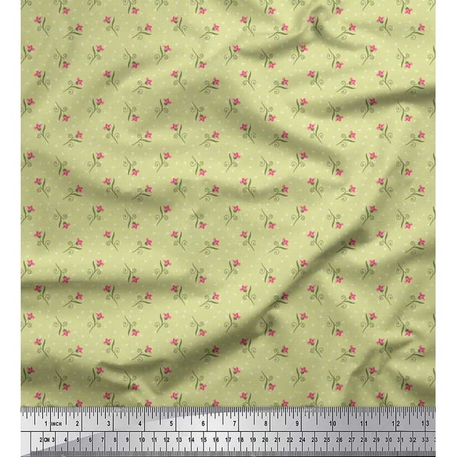 Soimoi Velvet Fabric Swirl,Triangle & Floral Artistic Print Sewing Fabric Yard 58 Inch Wide