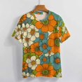 thumbnail image 3 of Nostalgic Vintage Floral Womens Tops Women's Fashion Casual Short Sleeve Flower Print Round Neck Pullover Top Blouse, 3 of 6