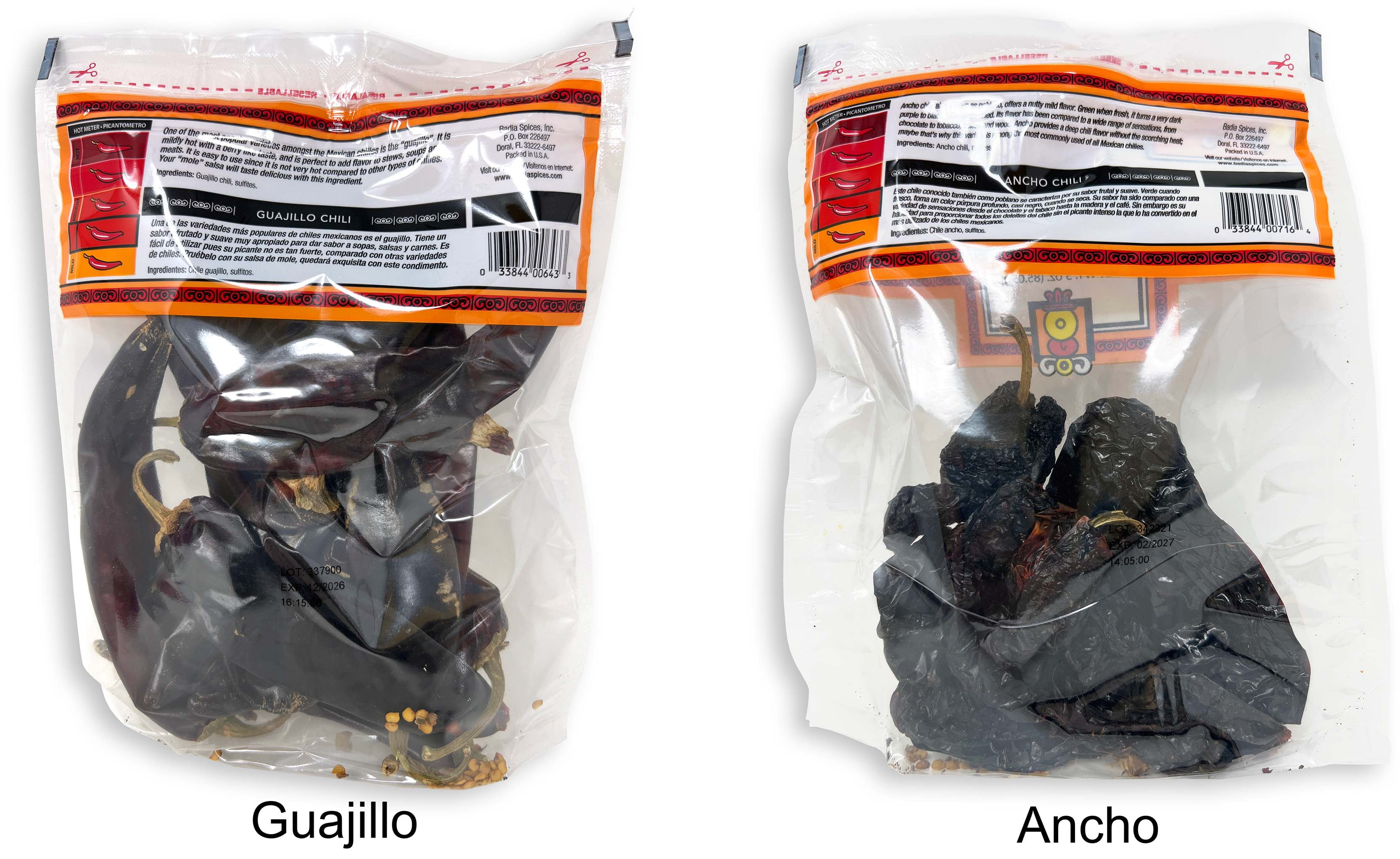 Badia Dried Chili Peppers Variety 4-Pack | Guajillo & Ancho | 2 Each | Shawhan Farms Tuscan Black Garlic and MerlinsMart Zine