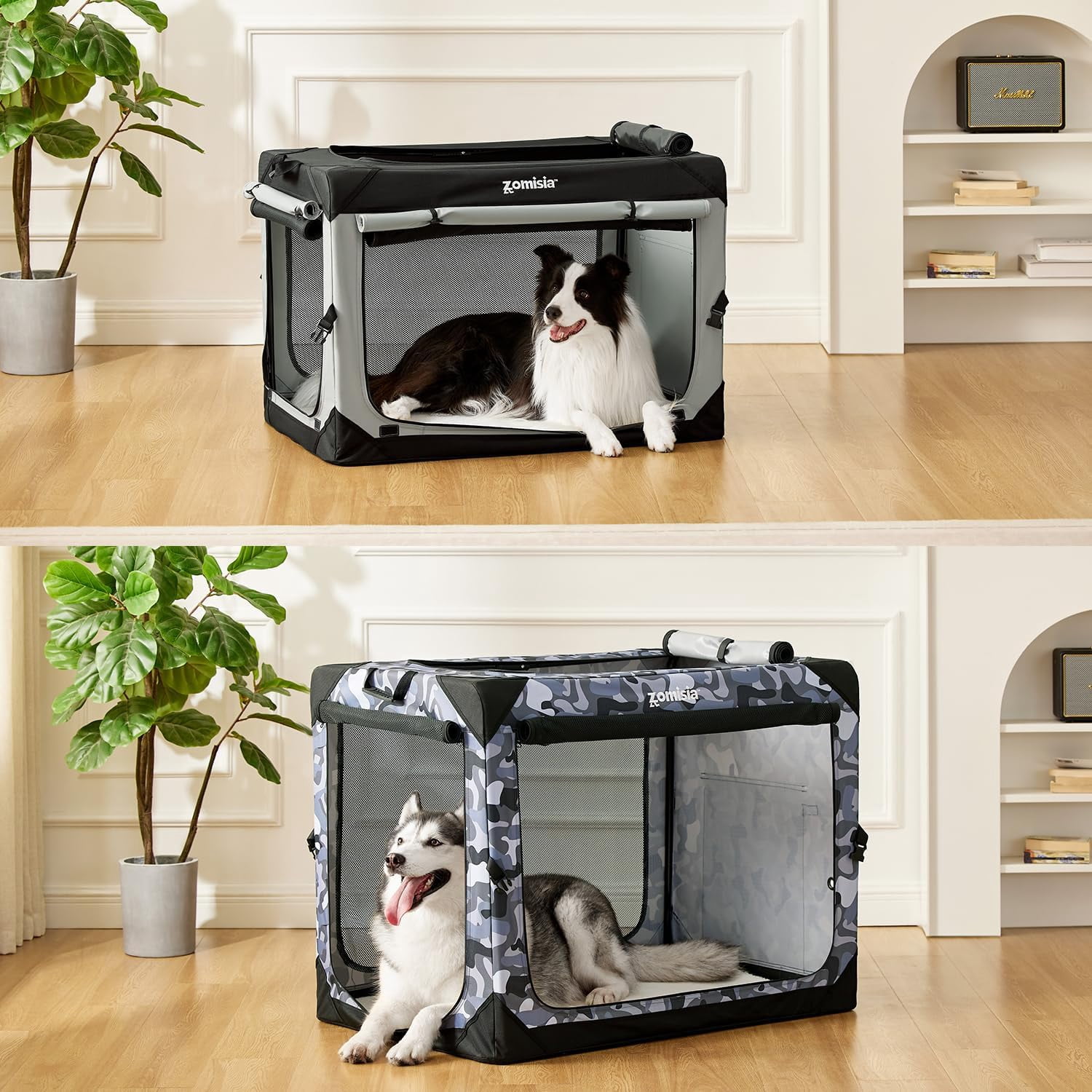 Collapsible Dog Crate for Medium Dogs - 30 Inch Portable Soft Sided Kennel with Mesh Windows, Foldable Travel  for Indoor Outdoor