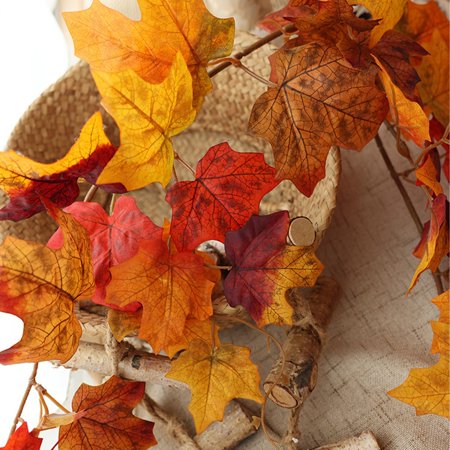 Cheapark 2 Meter Fall Leaf Garland - Artificial Maple Vine For Thanksgiving Halloween Wall Ceiling Decor