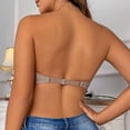 thumbnail image 5 of EliteGoogv Front Closure Bras For Women Lace Bras For Women Padded Semi Cup Push Up Wireless Womens Bras Everyday Bras For Women Khaki 34, 5 of 7