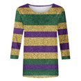 thumbnail image 5 of Mardi Gras Shirts for Women Masked Graphic 3/4 Sleeve 2026 Carnival Top Loose Casual Crew Neck Funny Tee Shirts Raved Outfits Mardi Gras Outfit, 5 of 6
