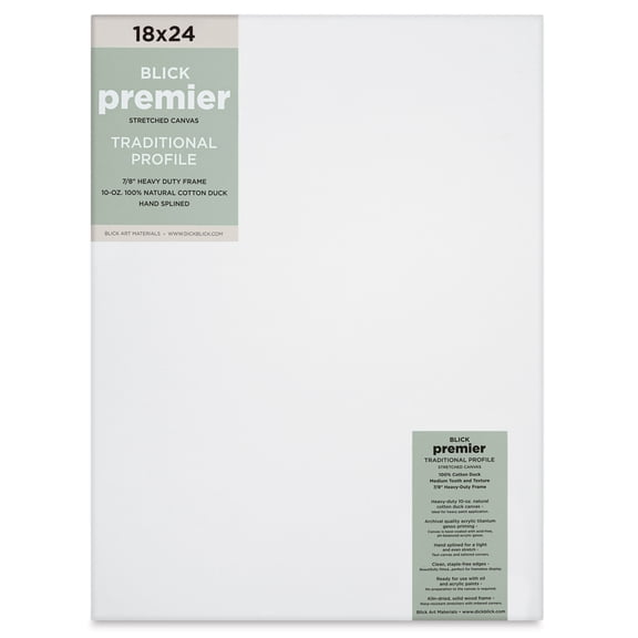 Blick Premier Stretched Cotton Canvas - Traditional Profile, Splined, 18" x 24"